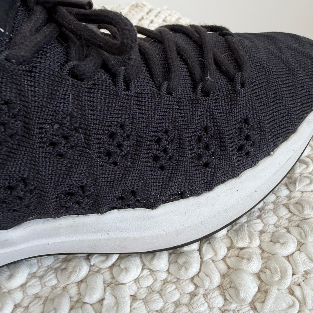 Authentic CHANEL Black ribbed knit lace up sneakers 38 1/2 - Picture 8 of 16